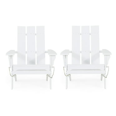 Eliphaz Acacia Wood Outdoor Foldable Adirondack Chairs, Set of 2, White