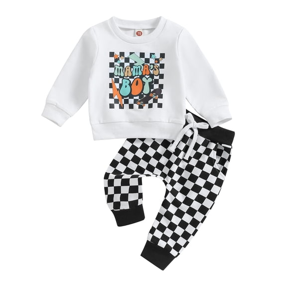 Elippeo Baby 2Pcs Fall Outfits 6M 12M 18M 24M 3Y Long Sleeve Graphic Sweatshirt Tops and Pants Set Toddler Clothes