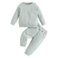 thumbnail image 1 of Elippeo Baby Boy 2 Piece Outfits 6M 12M 18M 24M 3Y Solid Color Long Sleeve Sweatshirt and Elastic Pants for Toddler Fall Tracksuit, 1 of 10