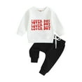 thumbnail image 1 of Elippeo Baby Boy Clothes Toddler Lover Boy Valentines Day Outfits 6M 12M 18M 24M 3Y Long Sleeve Shirts Letter Sweatshirt Pants Fall Winter Set, 1 of 10