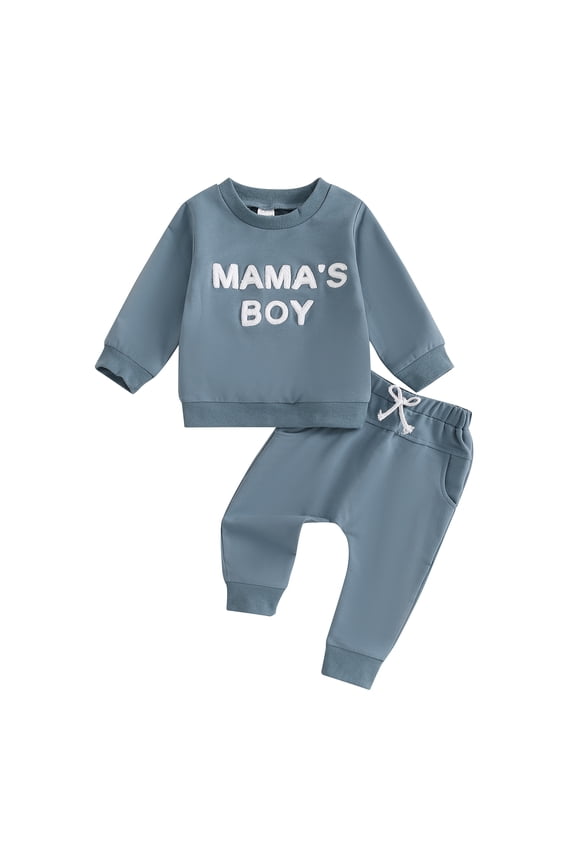 Baby Boy Fall Clothes 6 12 18 24 Months 3 Years Letter Embroidery Long Sleeve Sweatshirt and Elastic Sweatpants 2 Piece Track Suit for Toddler