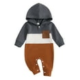 thumbnail image 1 of Elippeo Baby Boy Fall Romper Contrast Color Long Sleeve Hood Full Length Pocket Jumpsuit 3 6 12 18 Months, 1 of 9