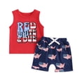thumbnail image 1 of Elippeo Baby Boy Independence Day 2 Piece Set 6 12 18 24 Months 3 Years Letter Print Tank Tops Elastic Waist Star Print Shorts Infant Toddler 4th of July Outfits, 1 of 10