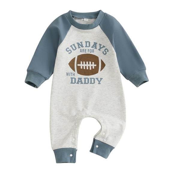 Elippeo Baby Boy Jumpsuit Fashion Long Sleeve Round Neck Football Print Newborn Romper Playsuit 3 6 12 18 Months