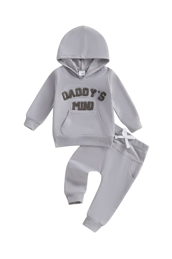 Baby Boy Track Suit Letter Embroidery Long Sleeve Hoodie and Elastic Sweatpants 2 Piece Clothes Outfits for Toddler 6 12 18 24 Months 3 Years