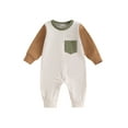 thumbnail image 1 of Elippeo Baby Boys Girls Fall Jumpsuit 3M 6M 12M 18M 24M Cute Long Sleeve Round Neck Contrast Color Pocket Romper Pajamas, 1 of 9
