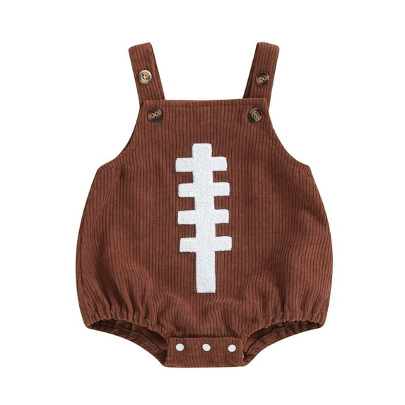 Elippeo Baby Boys Girls Overalls Sleeveless Football Embroidery Rompers Newborn Summer Fall Outfit 3 6 9 12 Months