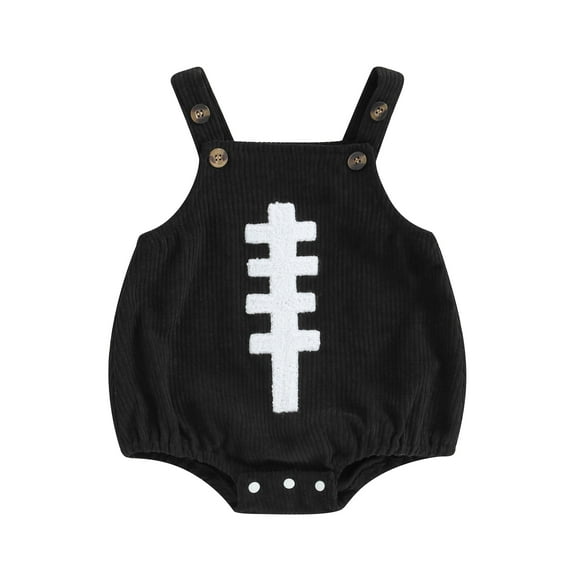 Elippeo Baby Boys Girls Overalls Sleeveless Football Embroidery Rompers Newborn Summer Fall Outfit 3 6 9 12 Months