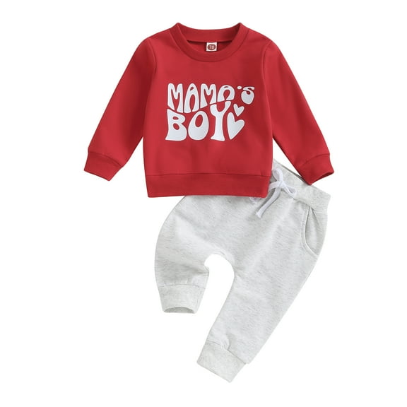 Elippeo Baby Boys Pants Set 6M 12M 18M 24M 3Y Long Sleeve Crew Neck Letters Print Sweatshirt with Elastic Waist Sweatpants Infant Clothes