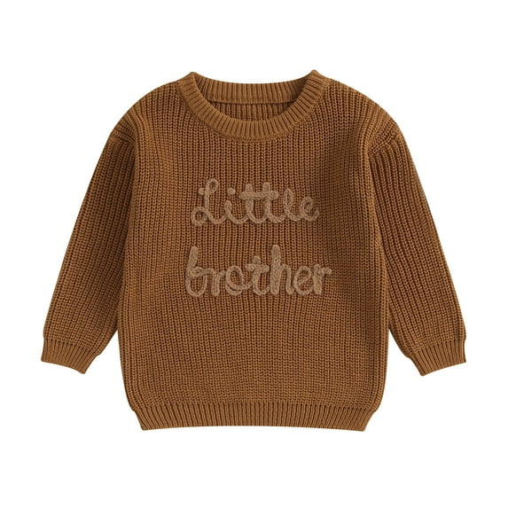 Elippeo Baby Boys Sweater 3M 6M 9M 12M 18M 24M Letter Embroidery Crew Neck Long Sleeve Pullovers Fall Toddler Clothes Jumpers Tops