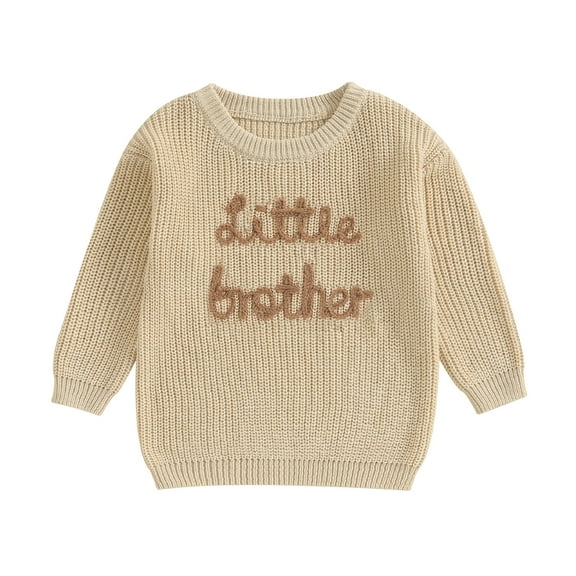 Elippeo Baby Boys Sweater 3M 6M 9M 12M 18M 24M Letter Embroidery Crew Neck Long Sleeve Pullovers Fall Toddler Clothes Jumpers Tops