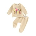 thumbnail image 1 of Elippeo Baby Girl 2Pcs Birthday Outfits Long Sleeve Letter Embroidery Pullover + Pants Set Toddler Fall Clothes 6 12 18 24 Months 2 3 4 5 Years, 1 of 9