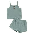 thumbnail image 1 of Elippeo Baby Girl 2Pcs Summer Outfits 0-5 Years Sleeveless Button Front Cami Tops + Shorts Set Infant Clothes, 1 of 10