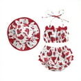 thumbnail image 1 of Elippeo Baby Girl 3pcs Swimsuits 6 12 18 24 Months Fruit Print Bandage Halterneck Sleeveless Tops Beach Shorts and Hat Set Swimwear, 1 of 10