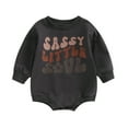 thumbnail image 1 of Elippeo Baby Girl Fall Romper 3M 6M 12M 18M Long Sleeve Round Neck Floral Letter Print Contrast Color Bodysuit Newborn Clothes, 1 of 9