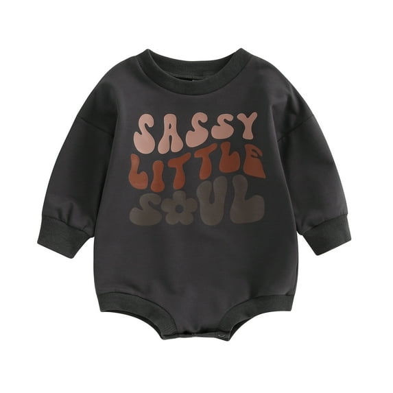 Elippeo Baby Girl Fall Romper 3M 6M 12M 18M Long Sleeve Round Neck Floral Letter Print Contrast Color Bodysuit Newborn Clothes