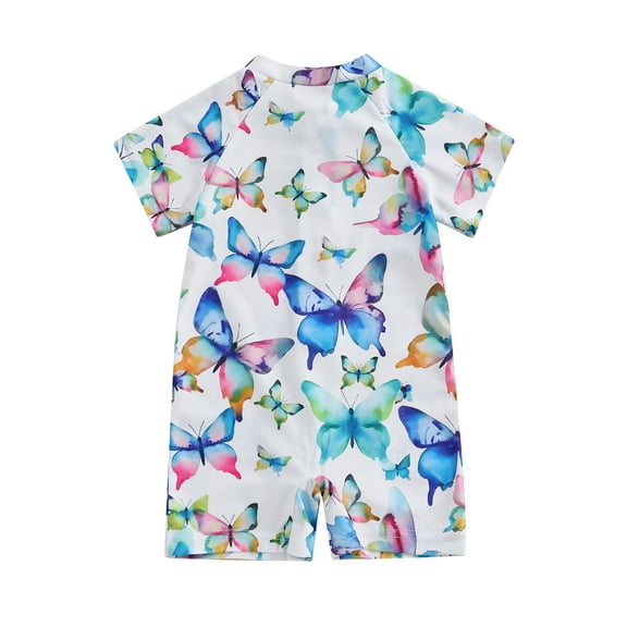 Elippeo Baby Girl Swimwear Summer Floral Print Short Sleeves Swimsuits 6 12 18 24 Months 3 Years for Toddler Bathing Suits Beachwear