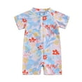 thumbnail image 1 of Elippeo Baby Girl Swimwear Summer Floral Print Short Sleeves Swimsuits 6 12 18 24 Months 3 Years for Toddler Bathing Suits Beachwear, 1 of 10