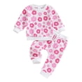 thumbnail image 1 of Elippeo Baby Girls 2-piece Outfit 3M 6M 9M 12M 18M 24M  Flower Print Long Sleeve Crew Neck Sweatshirt with Sweatpants Fall Clothes, 1 of 10
