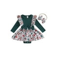 thumbnail image 1 of Elippeo Baby Girls 2Pcs Christmas Outfits Ruffle Long Sleeve Skirt Romper with Headband Set Newborn Clothes, 1 of 9