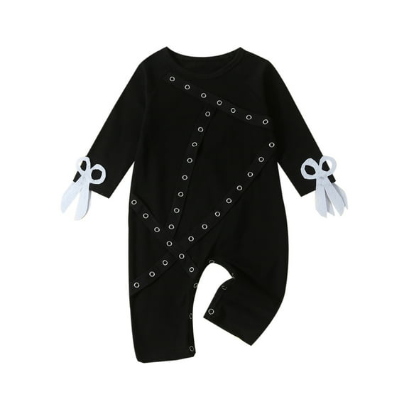 Elippeo Baby Girls Boys Rompers 3 6 12 18 24 Months 3 Years Crew Neck Metal Hole Patchwork Scissor Decor Long Sleeve Toddler Clothes Fall Bodysuits