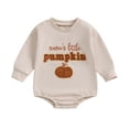 thumbnail image 1 of Elippeo Baby Girls Boys Sweatshirts Rompers 3 6 12 18 Months Halloween Clothes Letter Pumpkin Fuzzy Embroidery Long Sleeve Toddler Fall Bodysuits, 1 of 10