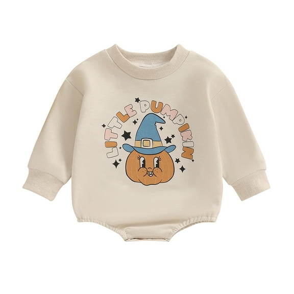 Elippeo Baby Girls Boys Sweatshirts Rompers Halloween Clothes Letter Ghost Pumpkin Bat Print Long Sleeve Toddler Fall Bodysuits