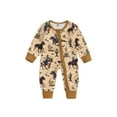 thumbnail image 1 of Elippeo Baby Girls Boys Western Romper Horse Print Long Sleeve Front Zipper Casual Jumpsuit for Fall  3 6 12 18 Months, 1 of 9