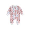thumbnail image 1 of Elippeo Baby Girls Jumpsuit 3M 6M 12M 18M Long Sleeve Crew Neck Santa Claus Print Romper Christmas Clothes, 1 of 9
