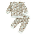 thumbnail image 1 of Elippeo Baby Girls Outfit 6 12 18 24 Months 3 Years Ghost Flower Print Long Sleeve Crew Neck Sweatshirt Sweatpants Halloween Clothes, 1 of 10