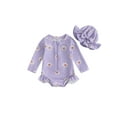 thumbnail image 1 of Elippeo Baby Girls Swimsuit, Long Sleeve Flower Print Zipped Bikini with Hat Newborn Swimwear for Summer Bathing 6 9 12 18 24 Months 3 Years, 1 of 9