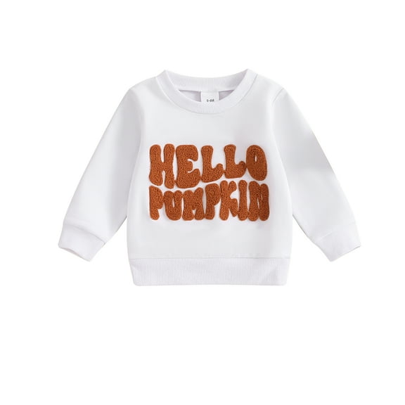 Elippeo Baby Hoodie 6 12 18 24 Months 3 Years Long Sleeve Crew Neck Embroidery Letters Sweatshirt Halloween Clothes for Girls Boys
