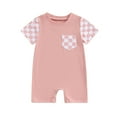 thumbnail image 1 of Elippeo Baby Summer Romper 3 6 12 18 Months Plaid Print Patchwork Short Sleeve Newborn Jumpsuit for Toddler Boy Girls Cute Clothes, 1 of 5