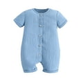thumbnail image 1 of Elippeo Baby Summer Short Sleeve Romper 1 3 6 9 12 18 Months Solid Color Front Button Newborn Jumpsuit for Toddler Boy Girls Cute Clothes, 1 of 8