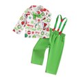 thumbnail image 1 of Elippeo Boys Autumn 2PCS Outfit Sets Long Sleeve Lapel Christmas Balls Print Tops Suspender Pants Sets  12 18 24 Months 3 4 5 Years, 1 of 10