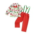 thumbnail image 1 of Elippeo Boys Autumn 2PCS Outfit Sets Long Sleeve Lapel Christmas Balls Print Tops Suspender Pants Sets  12 18 24 Months 3 4 5 Years, 1 of 10