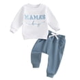 thumbnail image 1 of Elippeo Boys Autumn 2PCS Outfit Sets Long Sleeve O Neck Letter Embroidery Tops Drawstring Pants Sets 6 12 18 24 Months 3 Years, 1 of 10