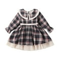 thumbnail image 1 of Elippeo Christmas Dress 12M 2Y 3Y 4Y 5Y 6Y Plaid Print Long Sleeve Round Neck Ruffled Tulle Patchwork A-Line Dress Xmas Clothing, 1 of 10