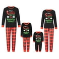 thumbnail image 1 of Elippeo Christmas Family Pajamas Matching Set Letter Santa Hat Arrow Print Long Sleeve Tops and Plaid Pants Sleepwear, 1 of 10