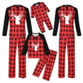 thumbnail image 1 of Elippeo Christmas Family Pajamas Matching Set, Long Sleeve Elk Print T-shirt with Plaid Pants Sleepwear Loungewear, 1 of 10