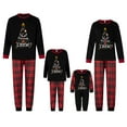 thumbnail image 1 of Elippeo Christmas Family Pajamas Matching Set, Long Sleeve Letters Print T-shirt with Plaid Pants Sleepwear Loungewear, 1 of 10