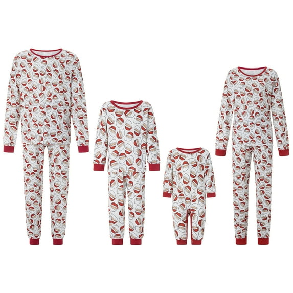 Elippeo Christmas Family Pajamas Matching Set Santa Claus Print Long Sleeve Tops and Pants Sleepwear