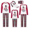 thumbnail image 1 of Elippeo Christmas Family Pajamas Matching Set Snowman Print Raglan Sleeve Tops and Elastic Plaid Pants Loungewear Soft Sleepwear, 1 of 10