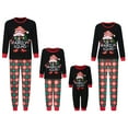 thumbnail image 1 of Elippeo Family Matching Christmas Pajamas, Baby Romper/Letter Santa Print Long Sleeve Tops and Plaid Pants Sleepwear Set, 1 of 10
