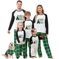 thumbnail image 1 of Elippeo Family Matching Christmas Pajamas, Letter Print Long-Sleeved Tops + Plaid Trousers Sleepwear Outfits, 1 of 6