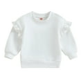 thumbnail image 1 of Elippeo Girl Casual Sweatshirts 6M 12M 18M 24M 3Y 4Y Toddler Trendy Solid Color Crew Neck Long Sleeve Pullovers Tops Child Loose Fit Shirt, 1 of 10