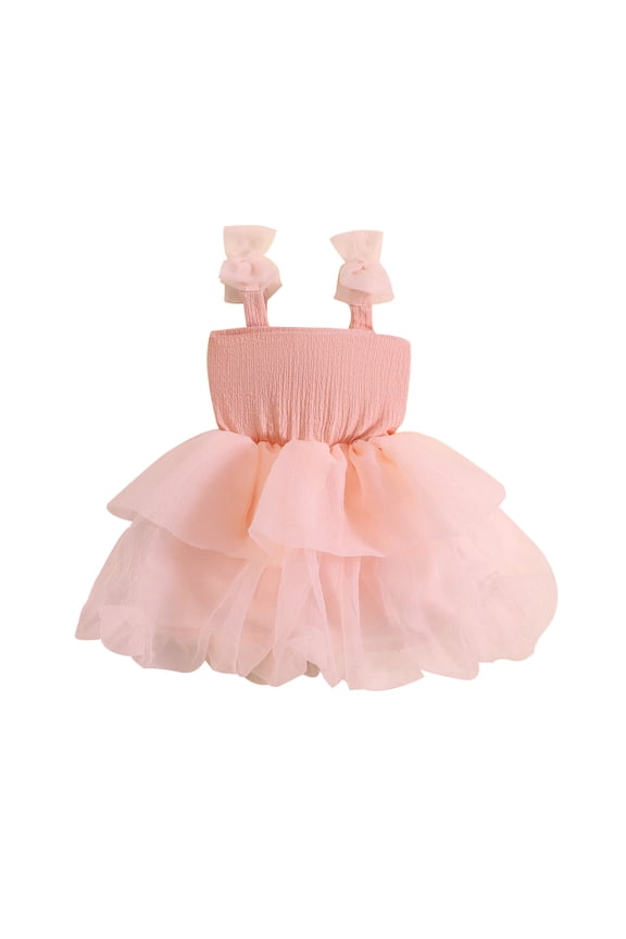 Girls A-line Dress 6 12 18 24 Months 3 4 5 6 Years Sleeveless Bow Tulle Patchwork Party Dress Summer Dress for Birthday