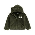 thumbnail image 1 of Elippeo Infant Baby Girl Boy Winter Fuzzy Coat 6M 9M 12M 18M 24M 3D Bear Hooded Jacket Zipper Closure Fleece Outerwear Gray, 1 of 10