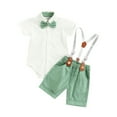 thumbnail image 1 of Elippeo Kid Long-Sleeve Tops 3M 6M 12M 18M 24M 3Y Suspender Pants Suit, Long Sleeve Lapel Neck Button Romper Shirt Casual Loose Spring Pants, 1 of 10