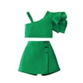 thumbnail image 1 of Elippeo Kids Girls Shorts Set 18 24 Months 3 4 5 6  Years Asymmetric Sleeveless Vest with Shorts Summer 2-piece Outfit, 1 of 10